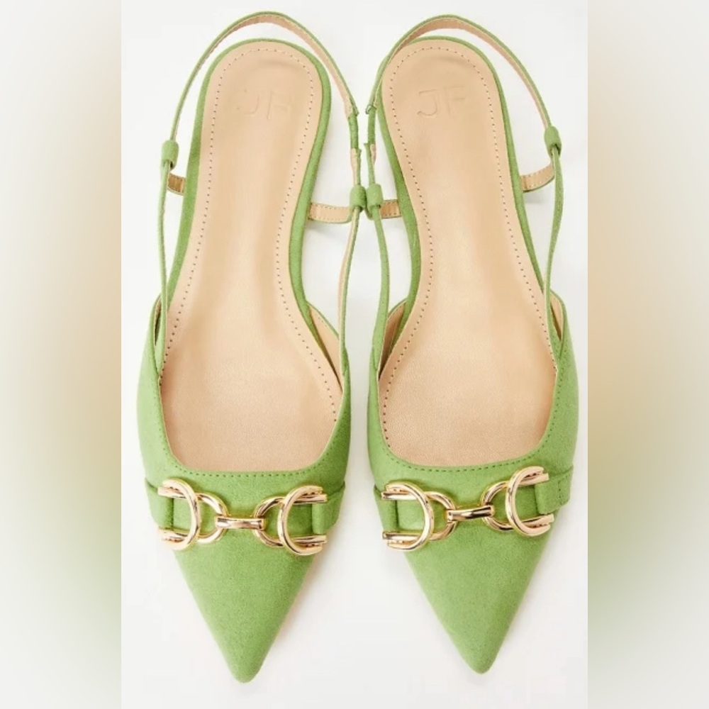 JustFab Pippa Slingback Flat Wide Width, Size 9.
